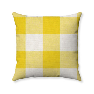 Buffalo Check Gingham Plaid Yellow and Cream Double Sided Reversible Decorative Throw Pillow